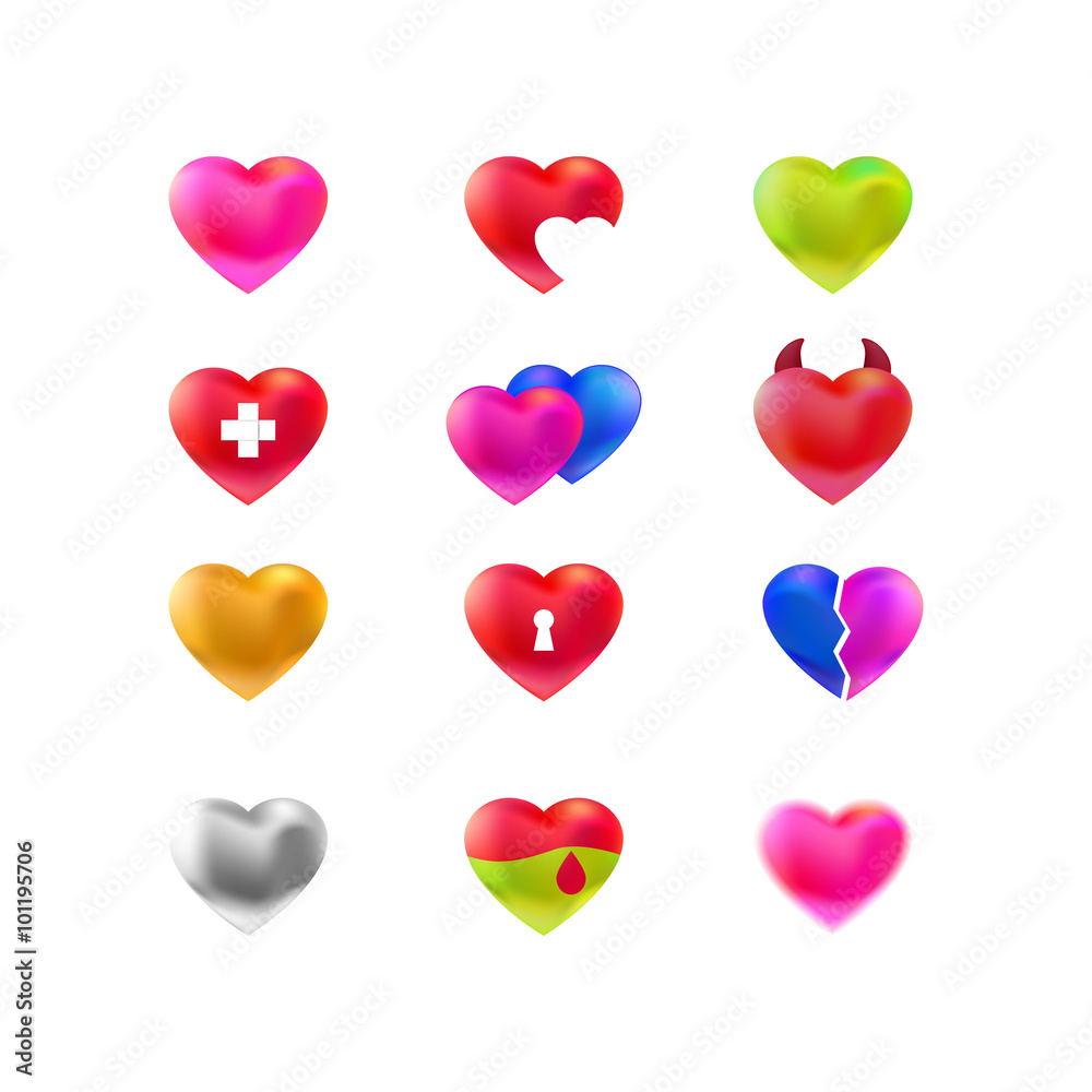 Vector set of different heart logos Vector set of different heart logos