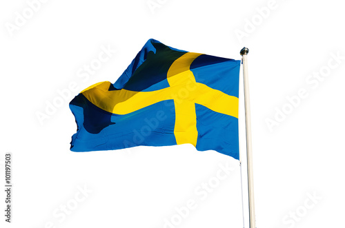 Flag of Sweden isolated on the white background, national patriotic symbol