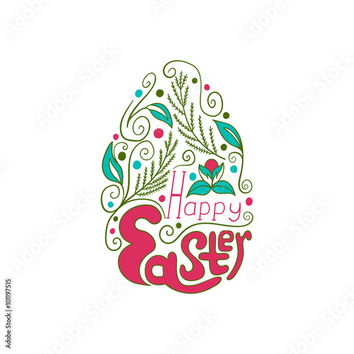 Greeting card with doodle easter egg (color)