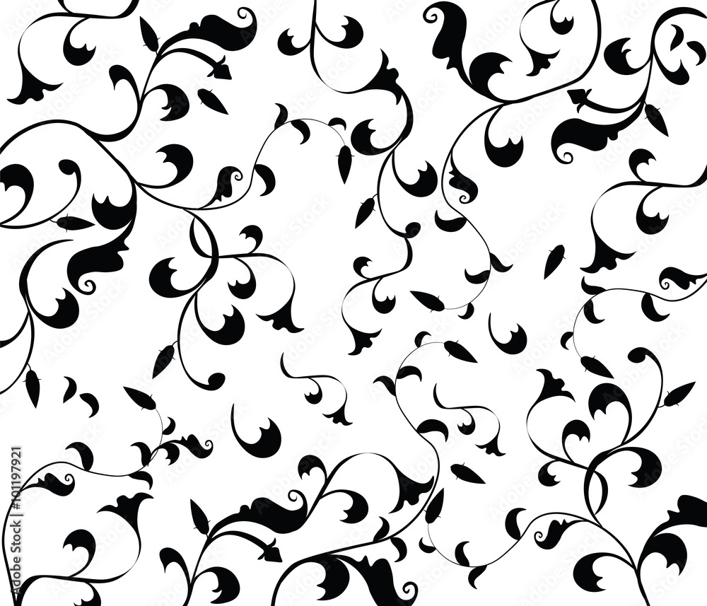 Gothic style vintage floral pattern in black and white composition ...