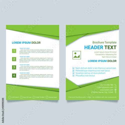 Creative brochure vector template in green color. Modern poster, flyer business template in a material design style. Vector illustration