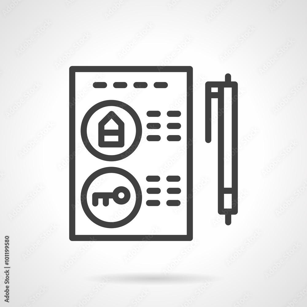 Buying a property black line vector icon Buying a property black line vector icon