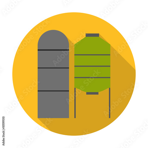  grain elevators flat icon with long shadow for web