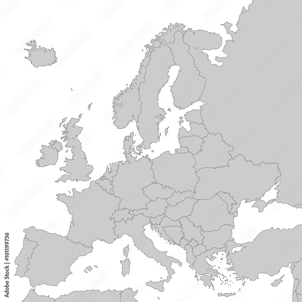 Naklejka premium Kontinent Europa in Grau - Vektor