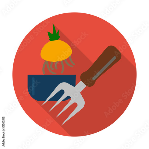  onion flat icon with long shadow for web