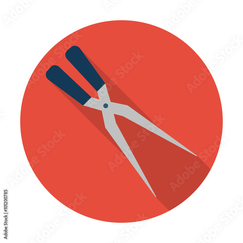 secateurs flat icon with long shadow for web