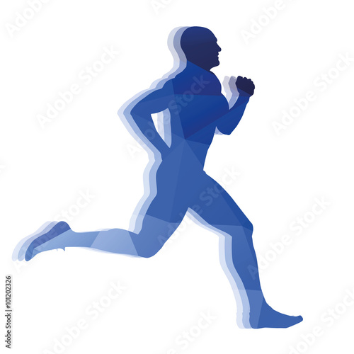Running man, abstract blue geometric silhouette © michalsanca
