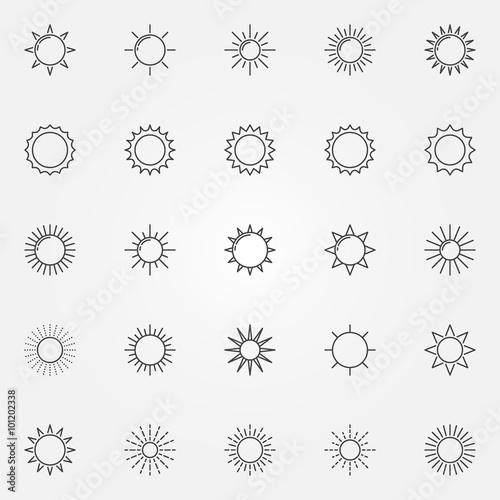 Sun line icons set