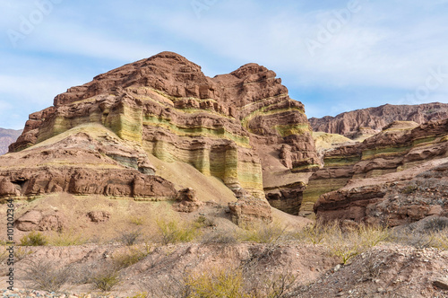 Layered rock formations in the Quebrada de las Conchas  Argentin