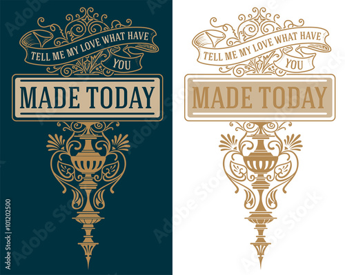 Premium Quality insignia. Baroque ornaments and floral details.