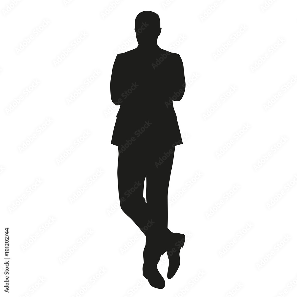 Business man silhouette. Standing man in suit