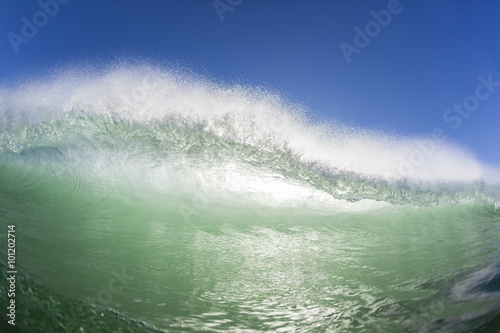 Fototapeta Naklejka Na Ścianę i Meble -  Wave Swimming Encounter closeup crashing water power