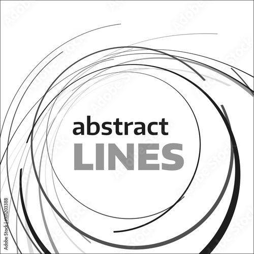 Vector circle abstract lines. Modern technology pattern. Round shapes on white background. Light and dark grey stripes. Futuristic technology illustration. 