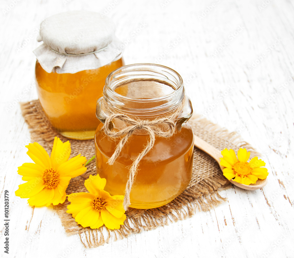 Honey with flowers