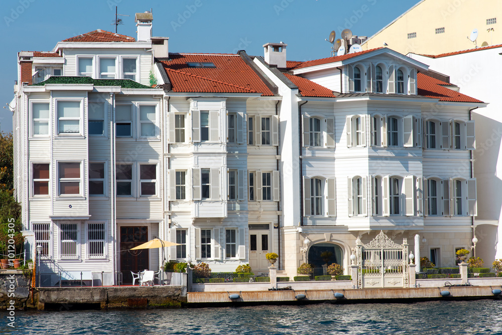 Apartment houses at the shore of the Bosphorus near Istanbul, Turkey