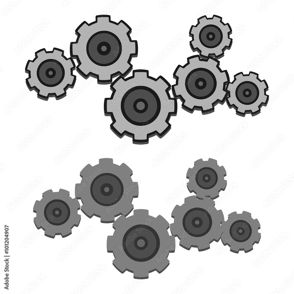 Zahnräder / Grey Gears Set With And Without Outline