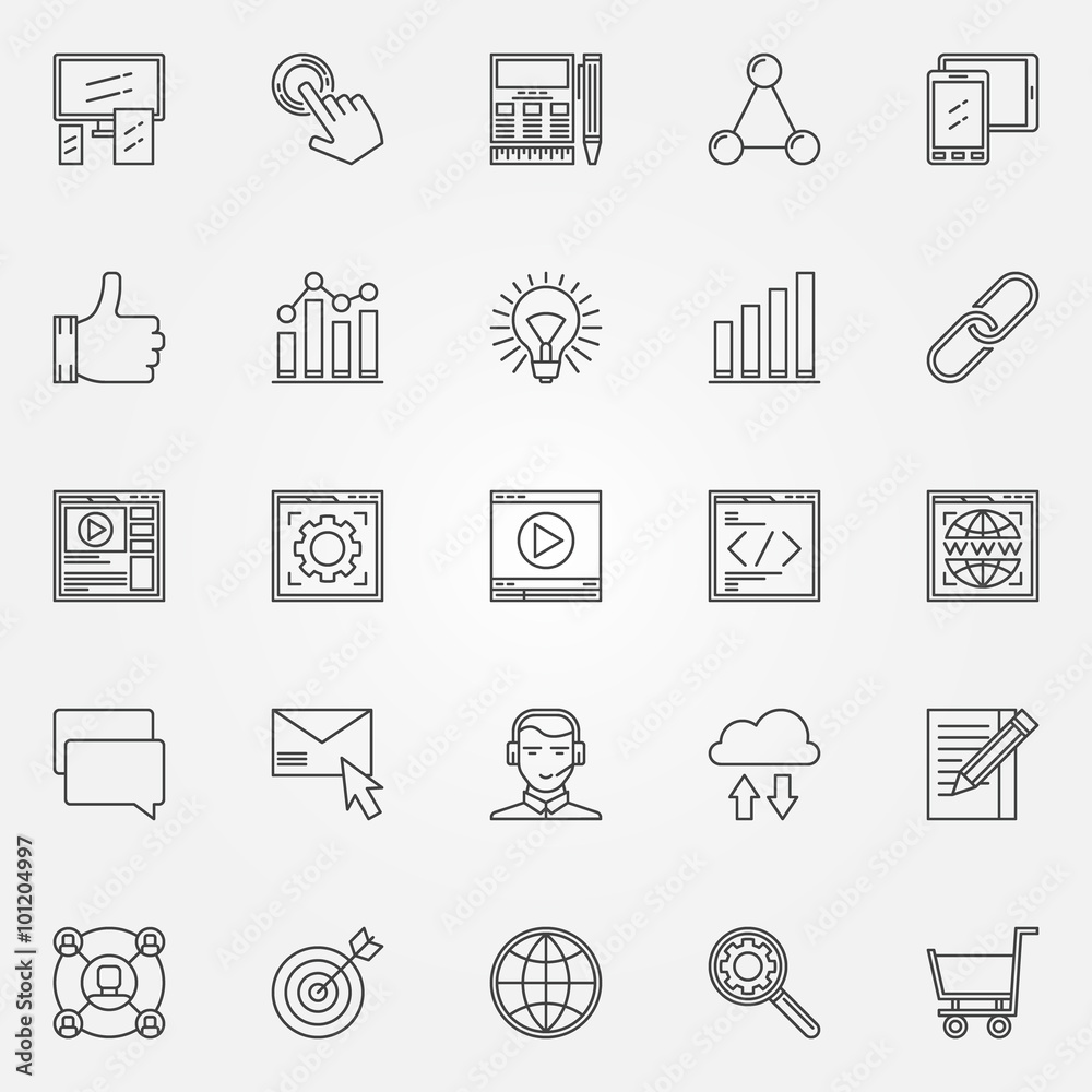 SEO line icons set