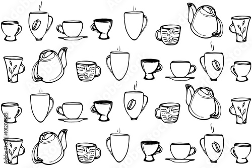 vector sketch of a porcelain coffee cup