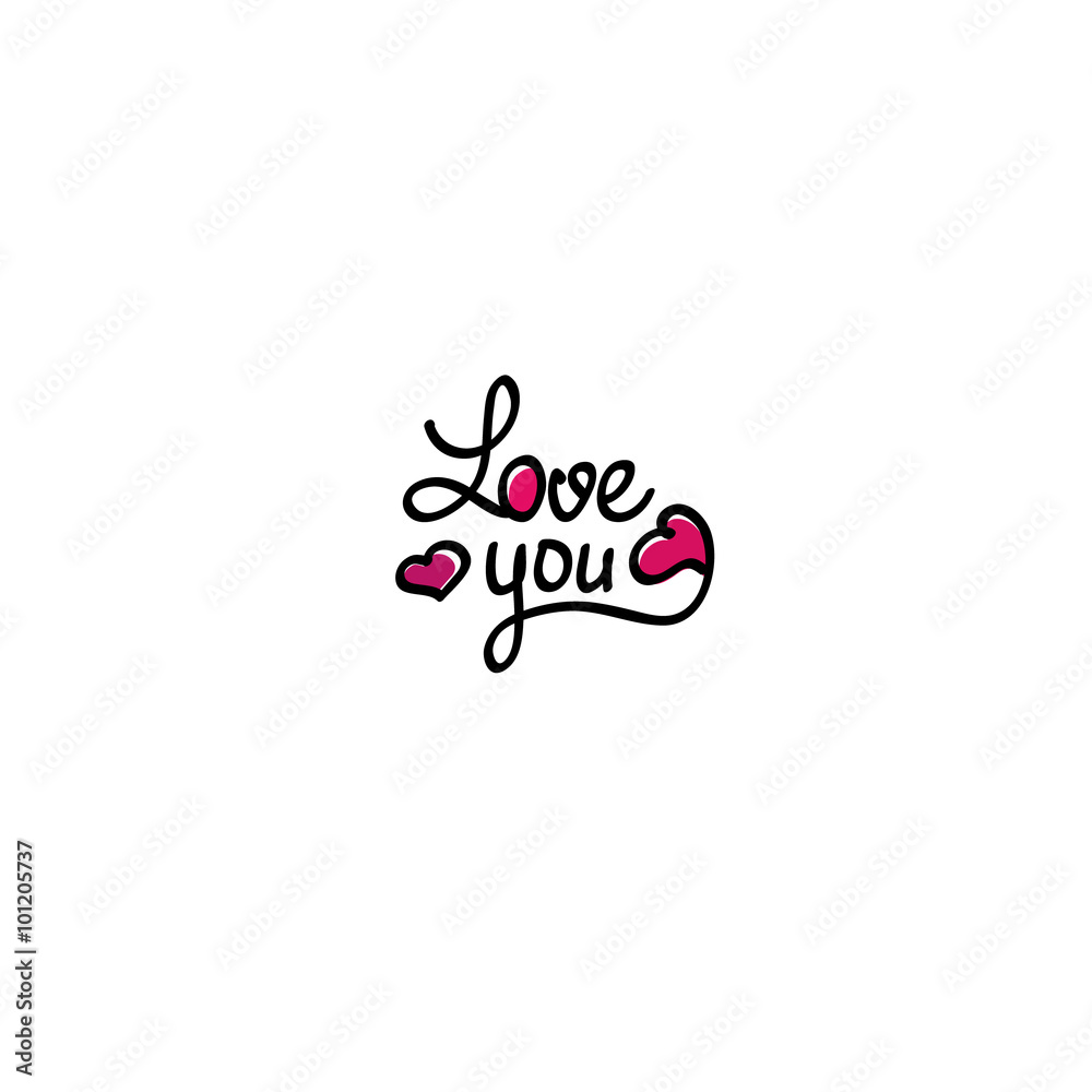 Love you lettering Valentine vector design