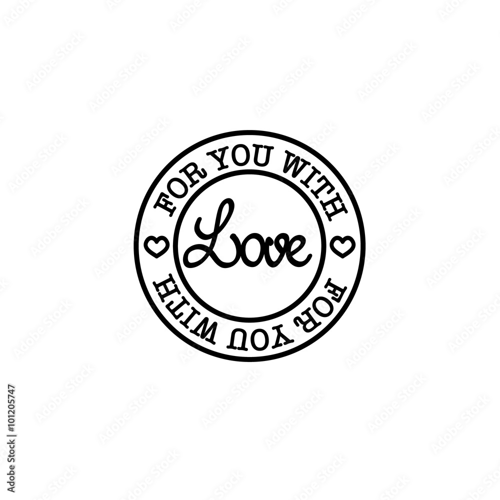 Hand-drawn for you with love vector badge