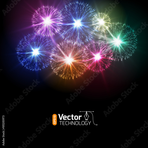 Realistic Vector fireworks 