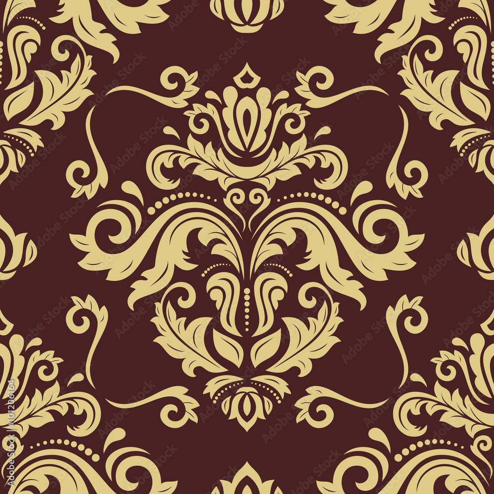 Damask seamless ornament. Traditional vector pattern. Classic oriental background