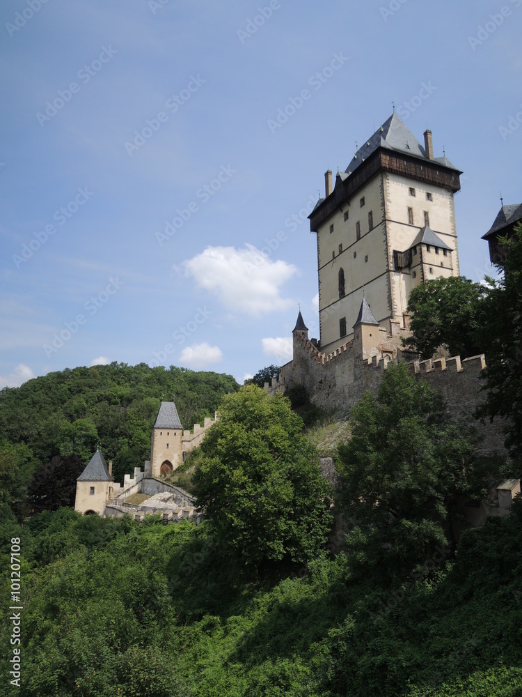 Fairytale castle Karlstejn (Karlštejn) in the Czech Republic, Europe 