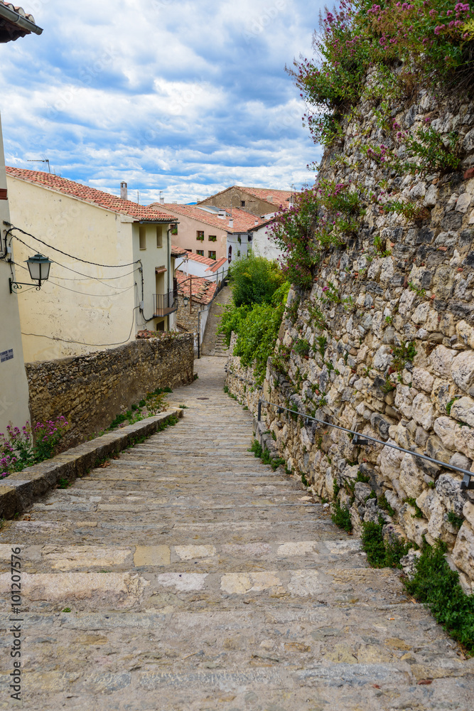 Morella rocky medieval street.