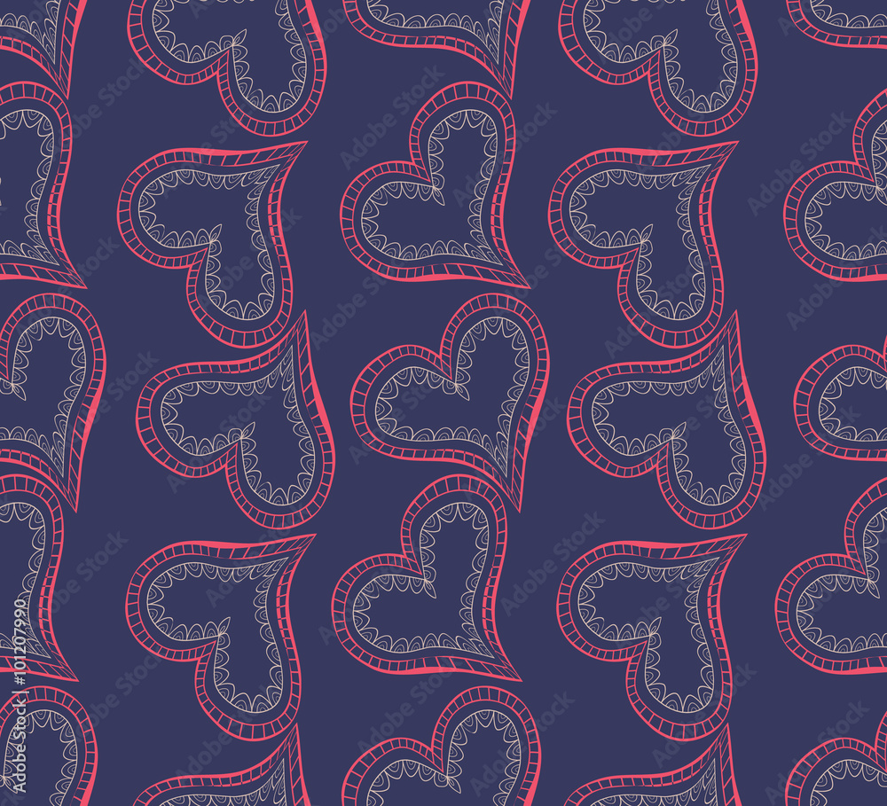 Naklejka premium Seamless pattern with hearts. Vector illustration