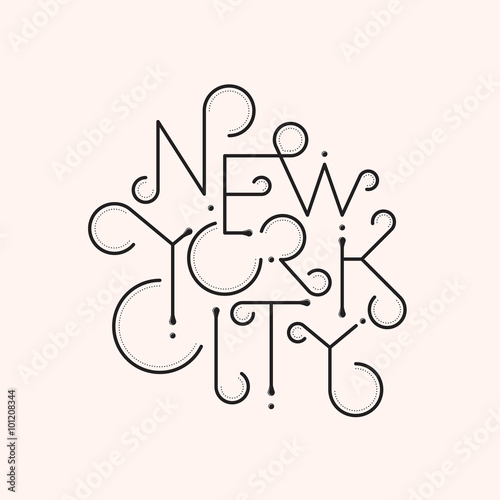 New York City, typographic design, vector illustration, line design