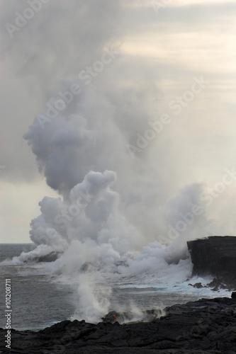 Lava flowing into the ocean