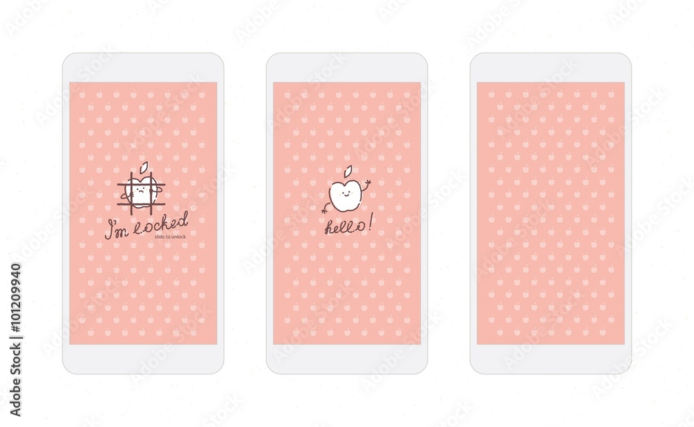 Pink Apple Iphone Wallpaper And Lock Screen Stock Vector Adobe Stock