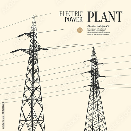 Abstract sketch stylized background. Electric power plant