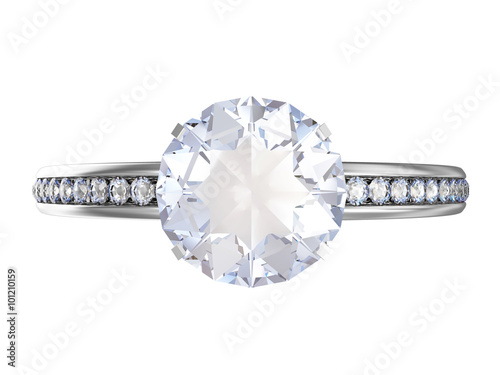Blue Wedding Ring with Blue Diamonds isolated on white background