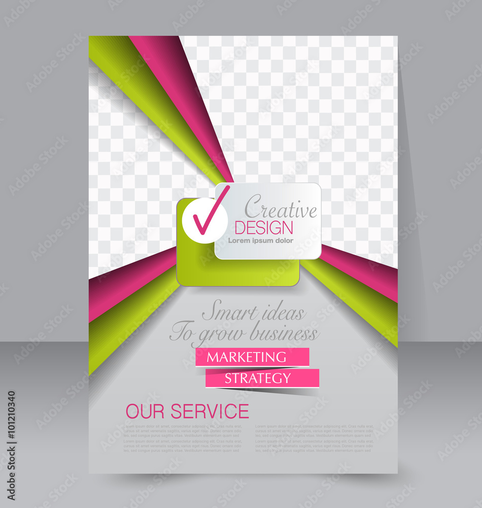 Fototapeta premium Flyer, brochure, magazine cover template design for education, presentation, website. Pink and green color. Editable vector illustration.