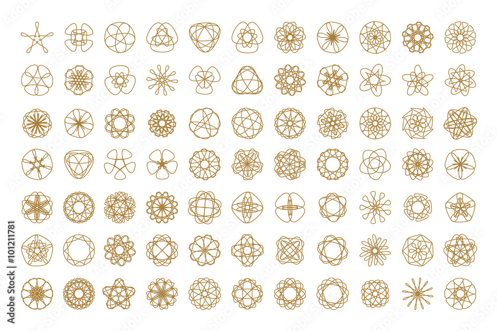 Set of vector round design elements.