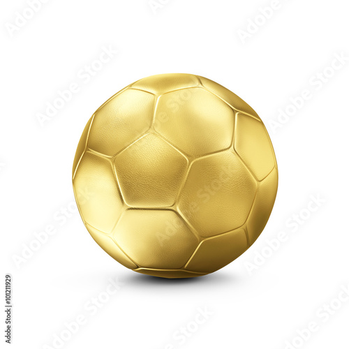 Golden Soccer Ball isolated on white background. Concept of Success. Sport and Recreation Concept