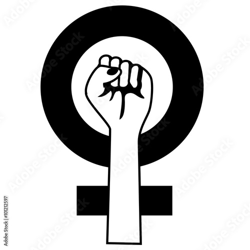 Raised fist icon of feminist movement. EPS 10 vector.