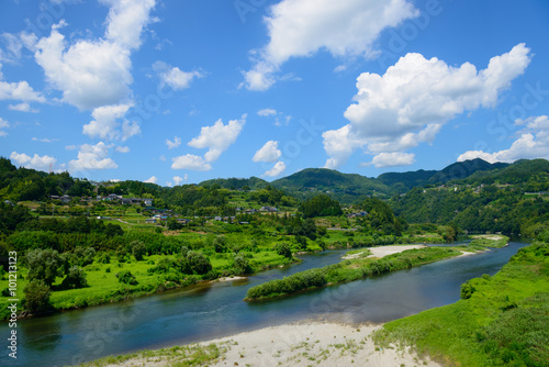Landscape of along the Tenryu river in Nagano  Japan