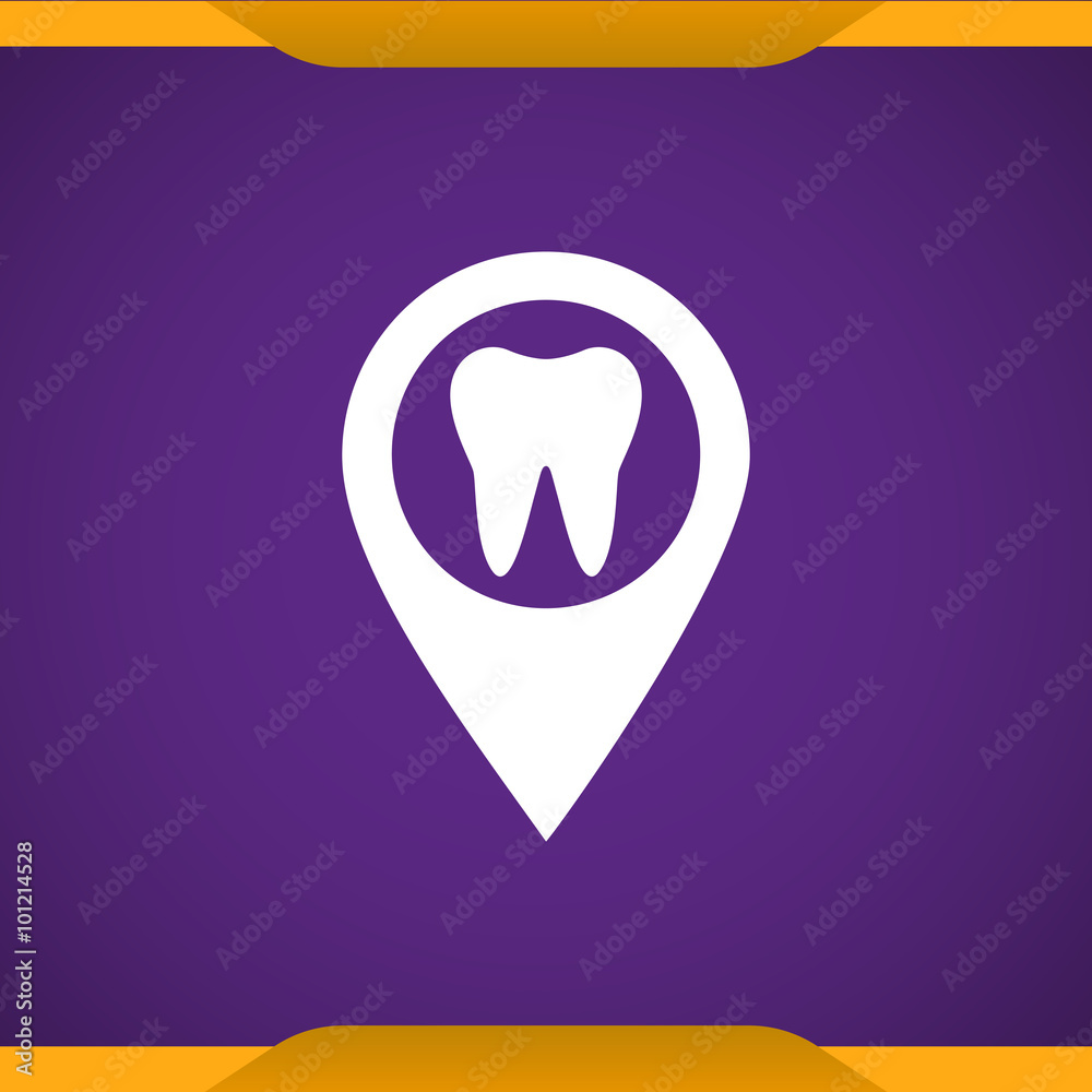 Dentist sign, tooth with pin icon Dentist sign, tooth with pin icon