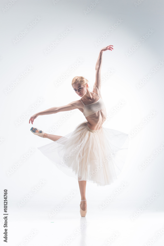 Naklejka premium The silhouette of ballerina on white background