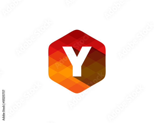 Y Letter Color Pixel Shadow Logo Design Element
