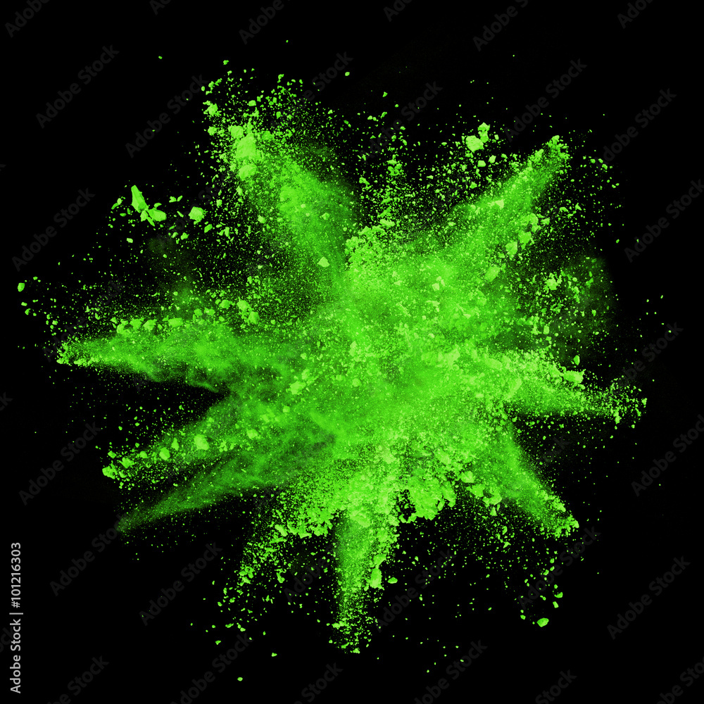 Explosion of green powder on black background Stock 写真 Adobe Stock