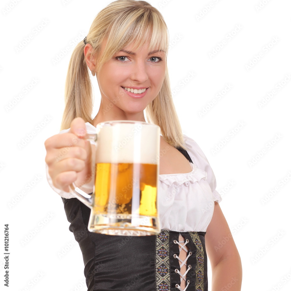 Young woman holding a beer