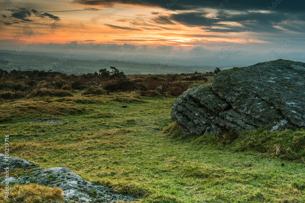 Granite outcrop rock in Dartmoor,UK
