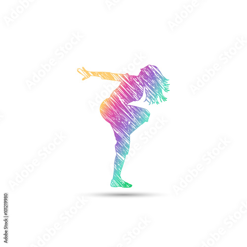 Dance girl logo in rainbow colors