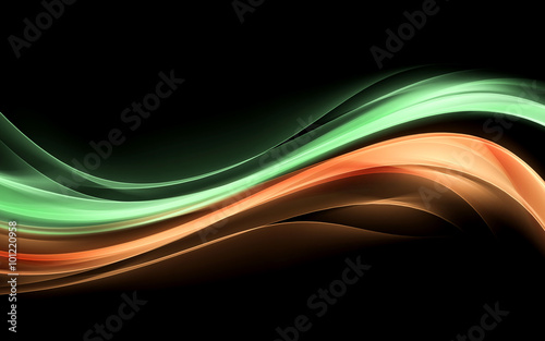 Abstract beautiful motion wave orange and green background for design. Modern bright digital illustration.