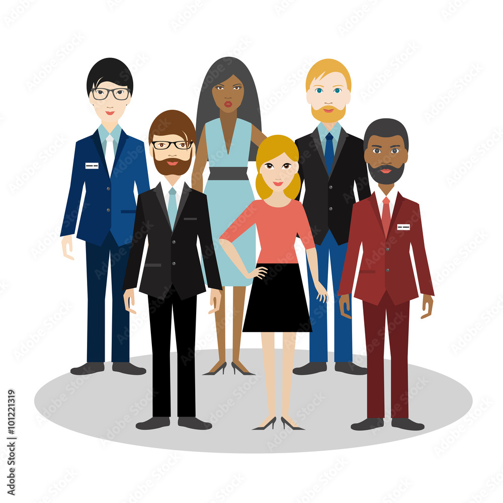 Group of bussiness people. Cartoon avatar. Flat vector.