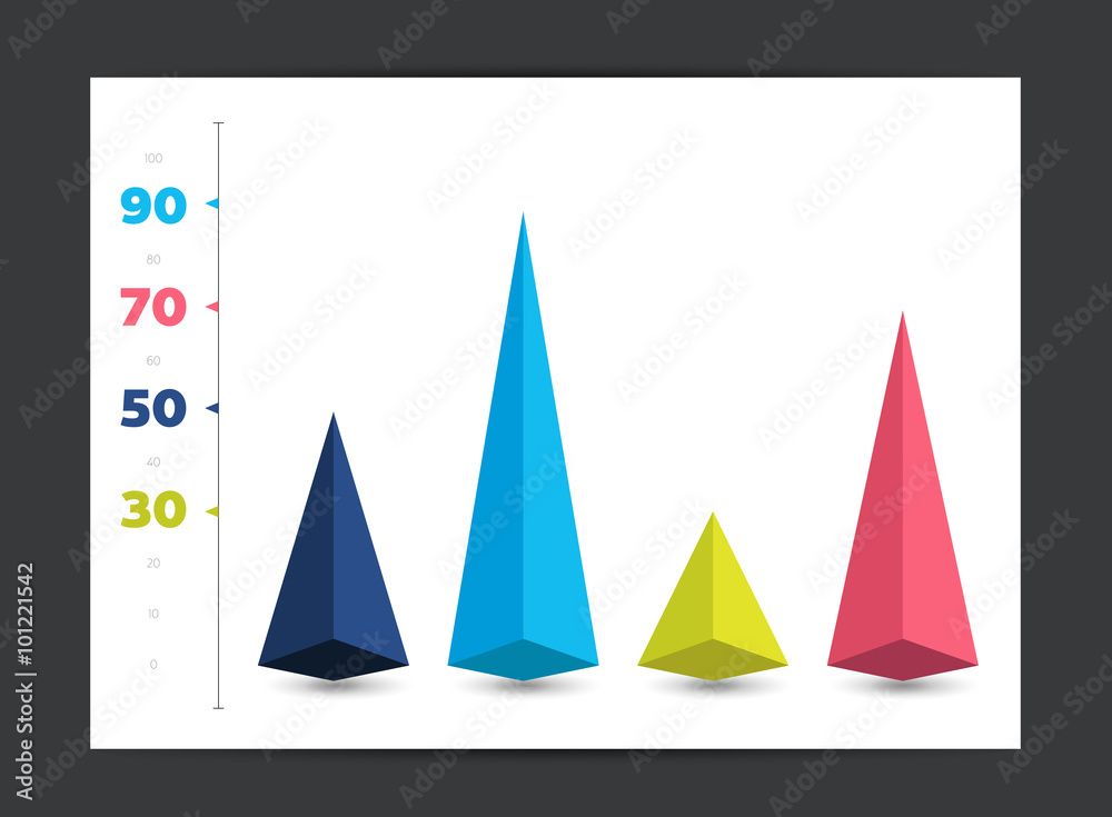 Infographic 3D arrow diagram chart, graph. Graphic element can be used for brochure layout, workflow, diagram, number options, web design template. Vector illustration. Infographic 3D arrow diagram chart, graph. Graphic element can be used for brochure layout, workflow, diagram, number options, web design template. Vector illustration.