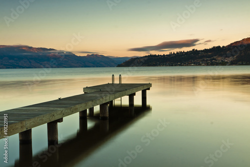dock on scenic mountain lake